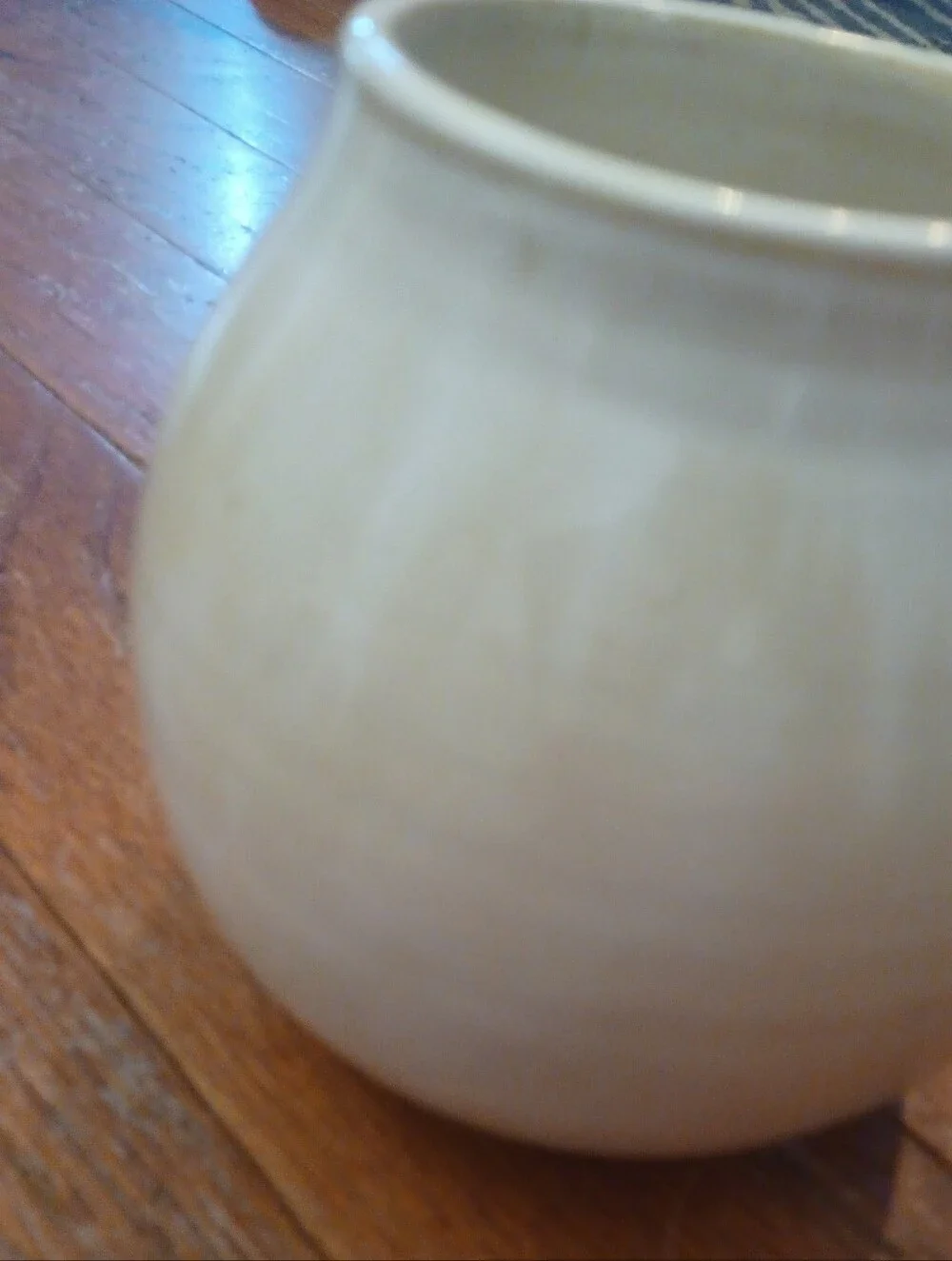 Vintage Mid Century Studio Pottery Spherical Vase Cream Glaze Signed 5